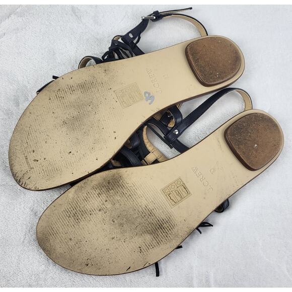 J.Crew Fringe Leather Slingback Adjustable Buckle Sandals Flats in Black | 10 - Picture 6 of 8